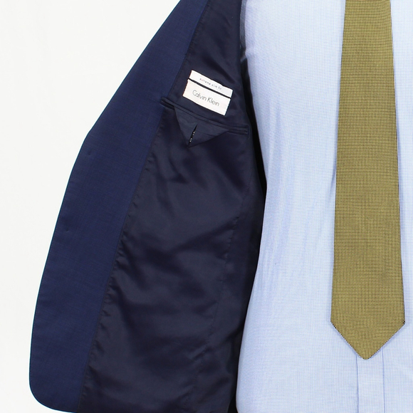 Calvin Klein 42R Blue Sport Coat Blazer Jacket Solid 2B Wool B655 - Picture 9 of 11